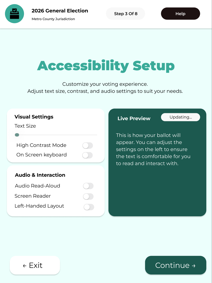 Accessibility setup