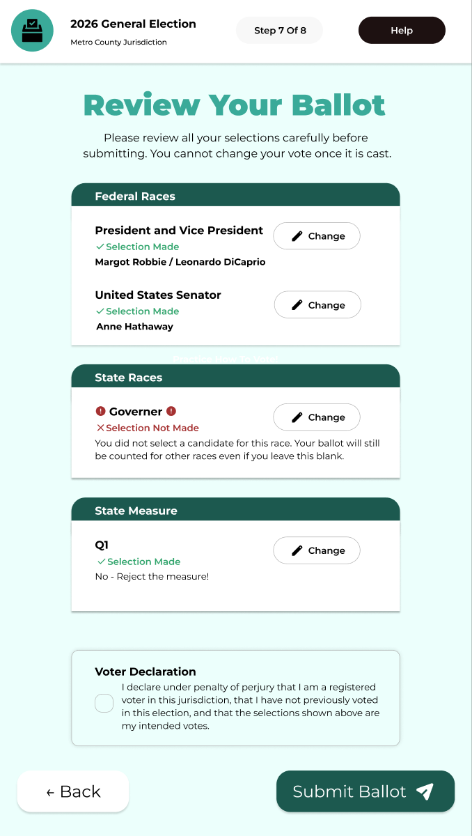 Review screen